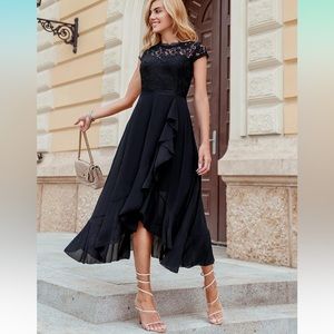 •NWT•Miusol Lace/Ruffle Black Dress